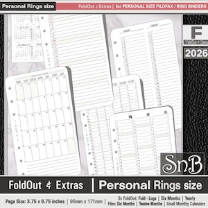 SnB Personal rings - Foldout calendars and Extras - 2026 - Printable Daily inserts for Filofax / Ring Binders