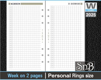 SnB Personal rings - Bu-Jo Weekly Spread - 2025 - Printable Weekly inserts for Filofax / Ring binders