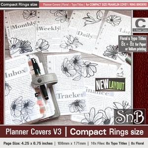 SnB Compact - Planner Covers Set + Vellum Set - V3 - Printable files for Franklin Covey binders