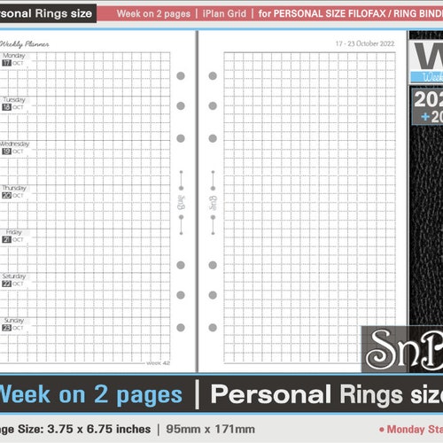 A5 Filofax Printable Week on Two Pages Japanese Grid / Etsy