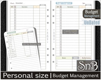 SnB Personal rings - Budget Management Set - Printable Management inserts for Filofax / Ring Binders