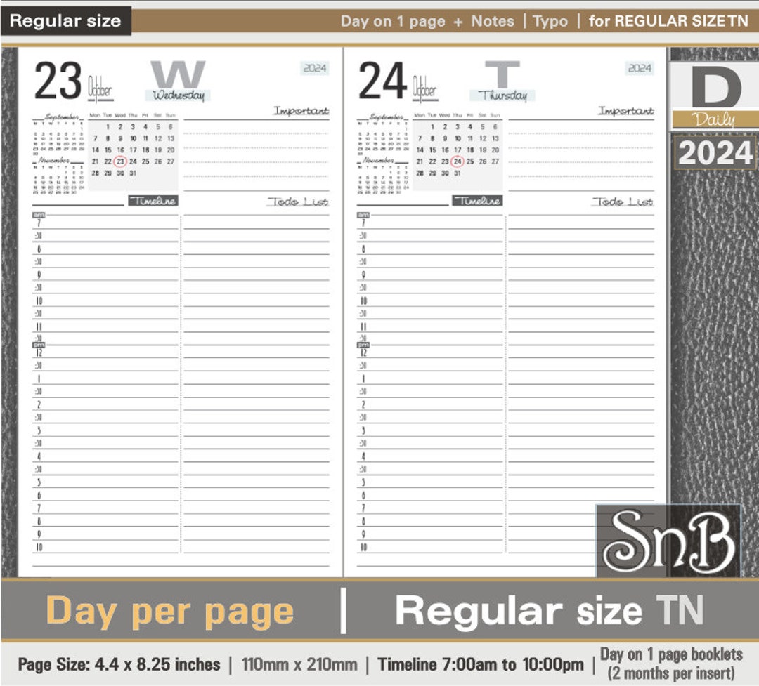 Buy Snb RG Typo Edition Day on 1 Page 2023 / 2024 Printable Daily