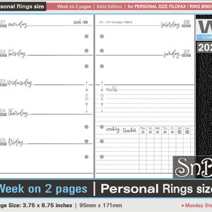 SnB Personal rings - Kelci Edition - Week on 2 pages - 2023 / 2024 - Printable Weekly inserts for Filofax / Ring binders