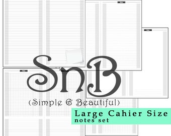 SnB Large Cahier - Notes set - Printable Inserts for Traveler's Notebooks