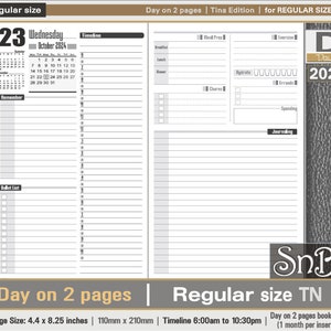 SnB RG - Tina Edition - Day on 2 pages - 2023 / 2024 - Printable Daily inserts for Traveler's Notebooks
