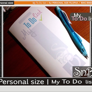 SnB Personal rings - My To Do List - Printable Inserts for Filofax / Ring Binders