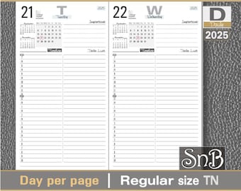 SnB RG - Typo Edition - Day on 1 page - 2025 - Printable Daily inserts for Traveler&#39;s Notebooks