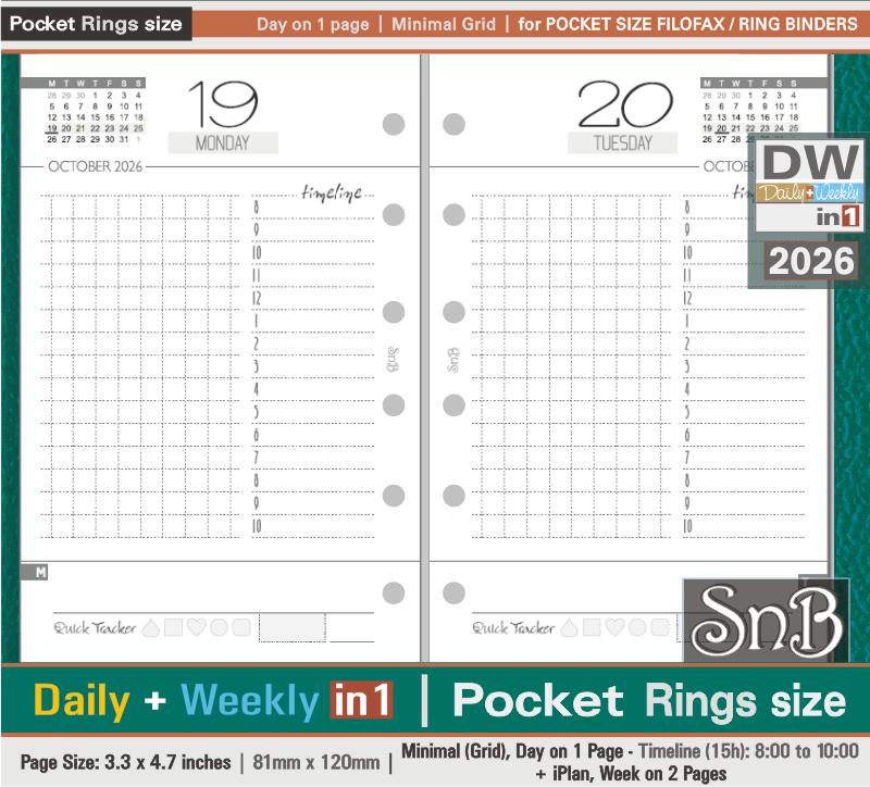 Snb Pocket Rings - Renee Edition - Week and Day in One - 2025 / 2026 ...