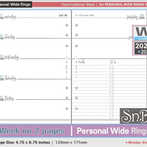 Snb Personal Wide Boxed Week on 2 Pages 2022 Printable - Etsy
