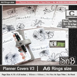 SnB A6 rings - Planner Covers Set + Vellum Set - V3 - Printable files for Ring Binders
