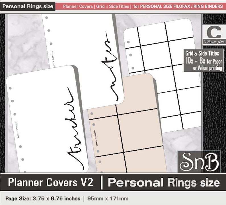 SnB Personal rings Planner Covers Set Vellum Set V2 Etsy