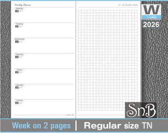 SnB RG -  iPlan - Week on 2 pages - 2025 / 2026 - Printable Weekly inserts for Traveler's Notebooks