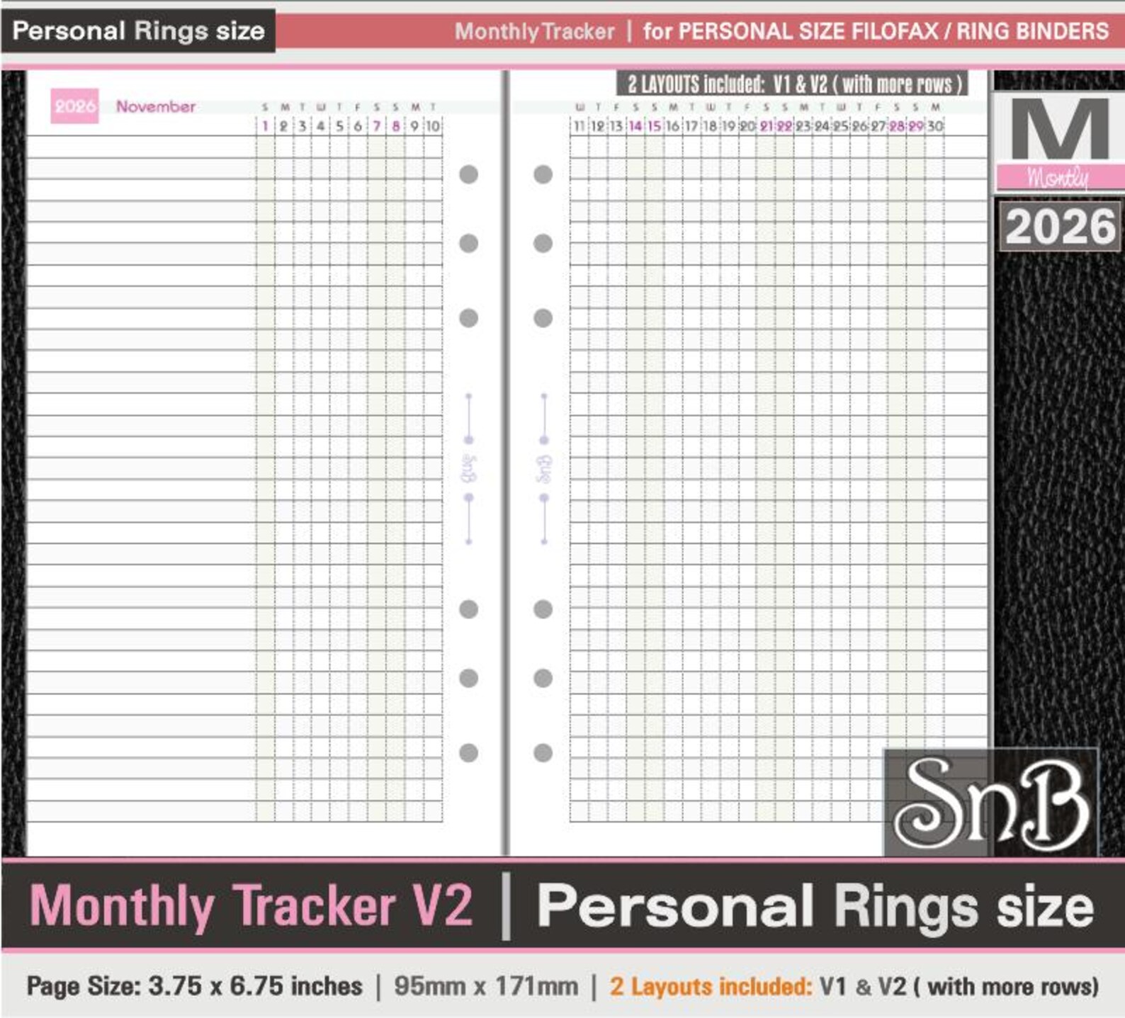 Snb Personal Rings - Monthly Habit Tracker (2 Versions Included) - 2025 ...
