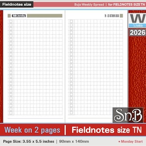 SnB FN - Bu-Jo Weekly Spread - 2025 / 2026 - Printable Weekly inserts for Traveler's Notebooks