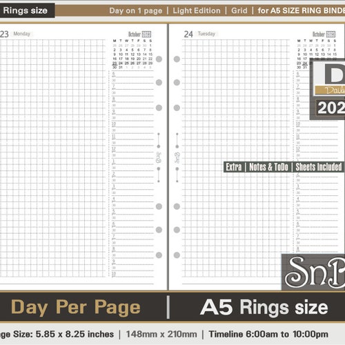 Snb A5 Rings Tina Edition Day on 2 Pages 2022 / 2023 Etsy