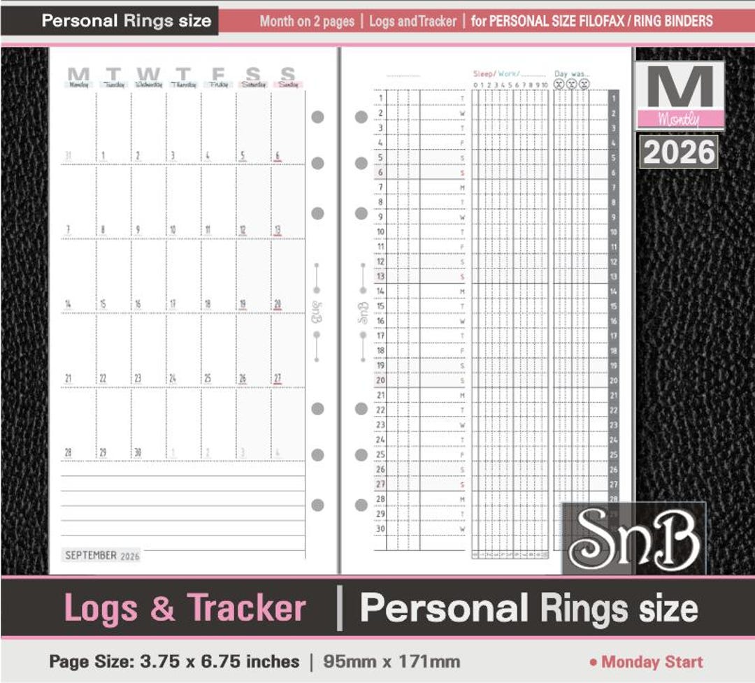 Snb Personal Rings - Monthly Logs and Habit Tracker Spread - 2026 ...