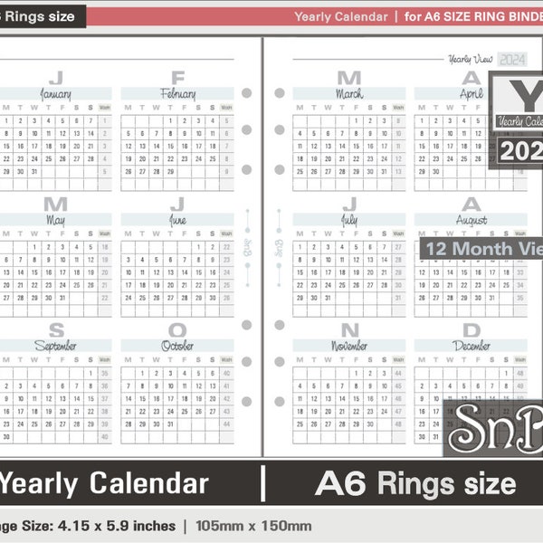 Ring Binder Calendar Inserts 2024 Etsy