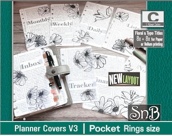 SnB Pocket rings - Planner Covers Set + Vellum Set - V3 - Printable files for Filofax / Ring Binders