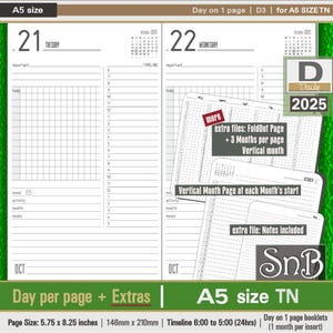 SnB A5 TN - D3 - Day on 1 page - 2025 - Printable Daily inserts for Traveler's Notebooks