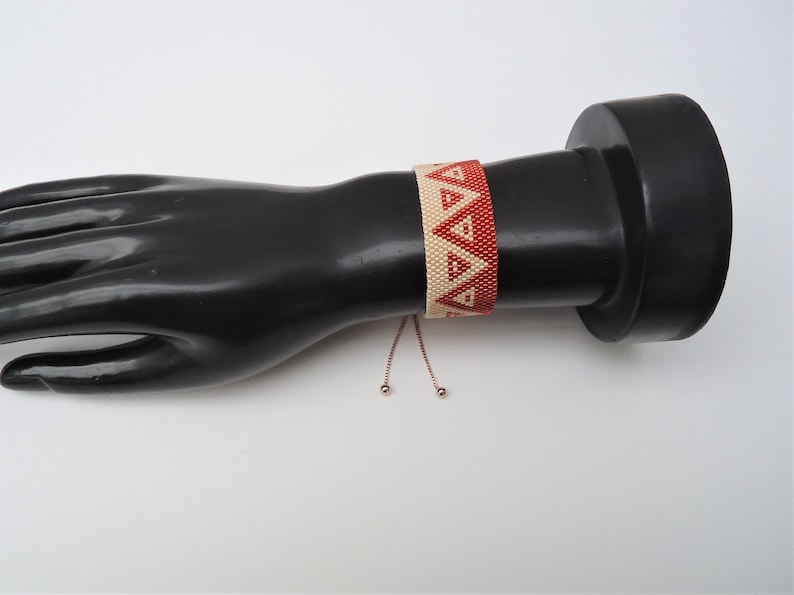 Peyote Two Tone Triangles Bracelet with Sliding Clasp