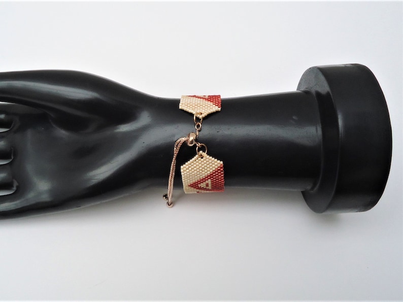 Peyote Two Tone Triangles Bracelet with Sliding Clasp