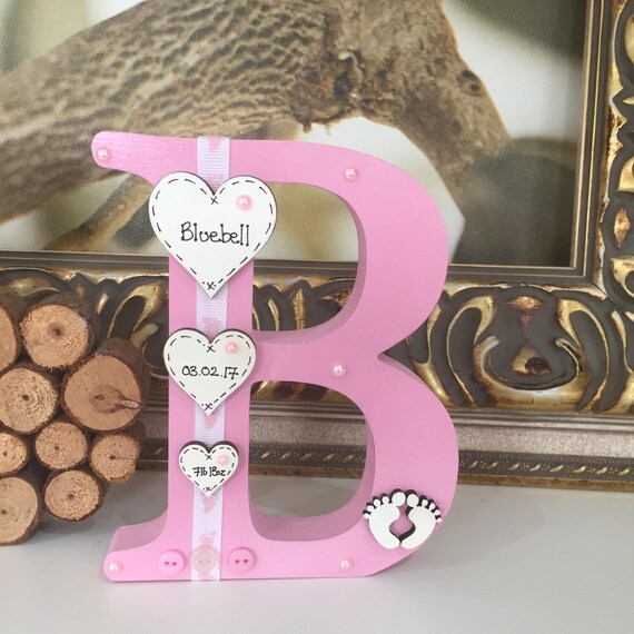 Freestanding Personalised Wooden Letter for Christening New Baby Newborn