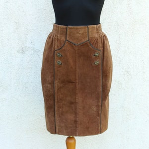 Vintage brown Leather Skirt women&#39;s / brown Leather Pencil Skirt women&#39;s / High Waist Leather Skirt / Lining