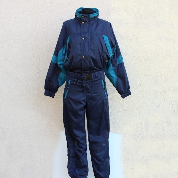 Vintage 80s 90s Ski Suit / blue One Piece Ski Suit / blue Snowboarding Suit / Blue Snowsuit