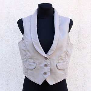 Vintage beige Vest women's / beige Waistcoat  women's / light Brown Vest women's