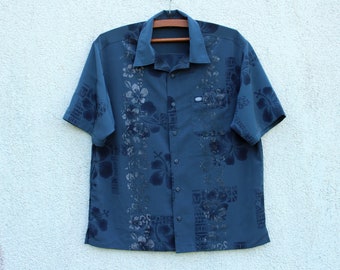 Vintage Floral Shirt men's  / blue Floral Style Shirt men's / blue Floral Print Shirt / Blue Surfer Shirt / Beach Party Shirt