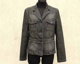 Vintage gray Denim Jacket women's / Betty Barclay Jeans Jacket women's / Metal buttons