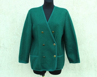 Vintage Scotland Cardigan women's / green Wool Cardigan / green Wool Jumper  women's / Metal Buttons