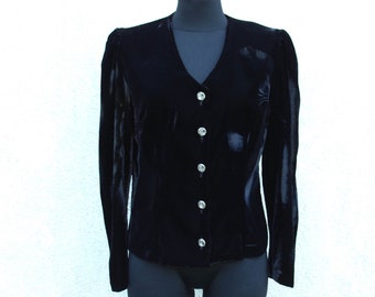 Vintage black Velvet Blazer women's / black Velvet Jacket women's / Evening Blazer women's / Evening Jacket