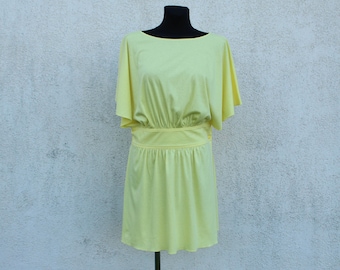 Vintage Yellow Dress / Dress women's / yellow Jersey Dress  / Summer Dress  / Triumph Dress