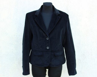 Vintage Black Corduroy Blazer women's / black Corduroy Jacket women's / Evening Blazer 1990's / Evening Jacket