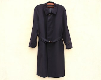 Vintage navy blue Wool Coat men's  / made in Italy /Milano/ Coat men's / Classic Style Coat men's