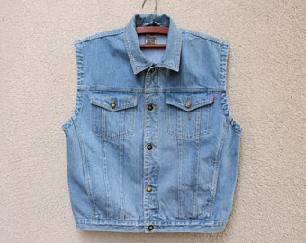 Vintage blue Denim Vest men's / blue Jeans Vest men's / Metal Buttons /  Denim Waistcoat