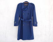 Vintage Military Overcoat Blue Men 39 s Marching Band Coat Steampunk Coat Belted Long Overcoat Double Breasted Trench Coat Medium Size