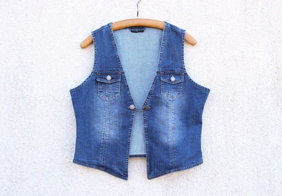 Ladies blue jean vest sale