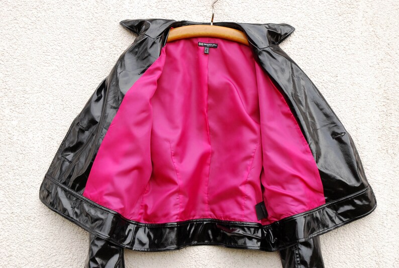 Vintage Black Vegan Leather Jacket Womens Black Shiny Jacket Blazer Marching Band Double Breasted Military MJ Michael Jackson Blazer