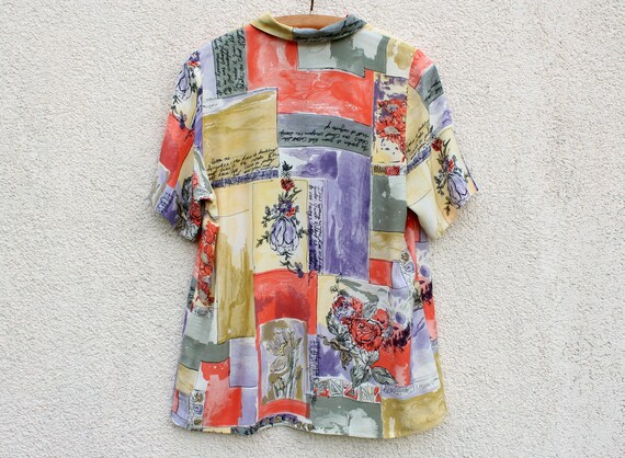 Vintage 90's Blouse women's / Viscose Blouse / Ab… - image 5