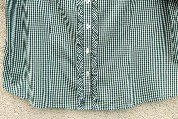 Vintage green Plaid Dirndl Blouse women's / green… - image 4