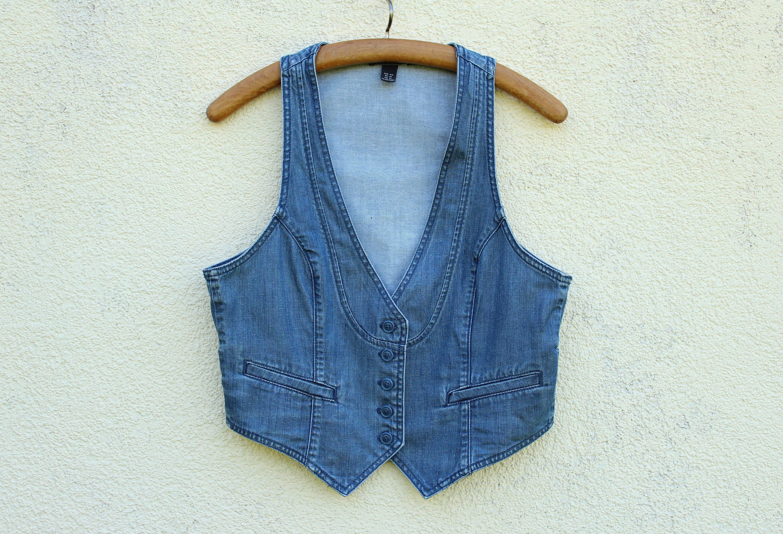 Vintage Womens Retro Denim Vest/ Dark Blue Jeans Tan / Metal Buttons Bolero  Vest - Etsy