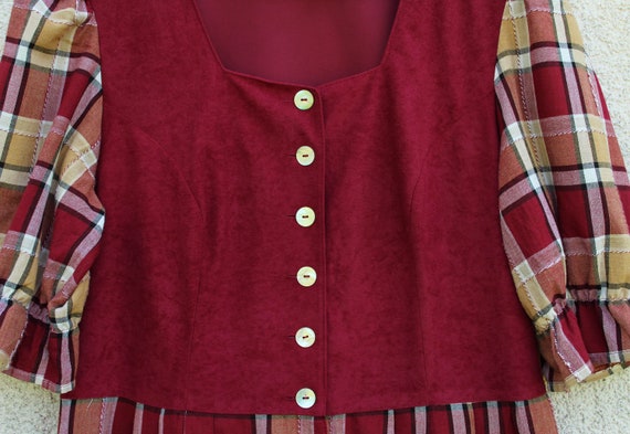 Vintage plaid Dirndl Dress women's / plaid Tracht… - image 4