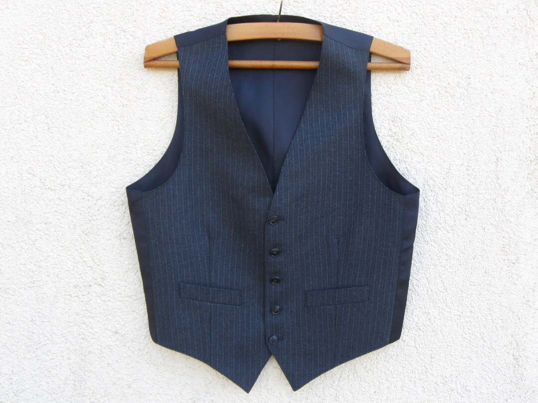 Vintage Gray Stripped Vest Men's / Formal Fitted Vest Men's / Gray