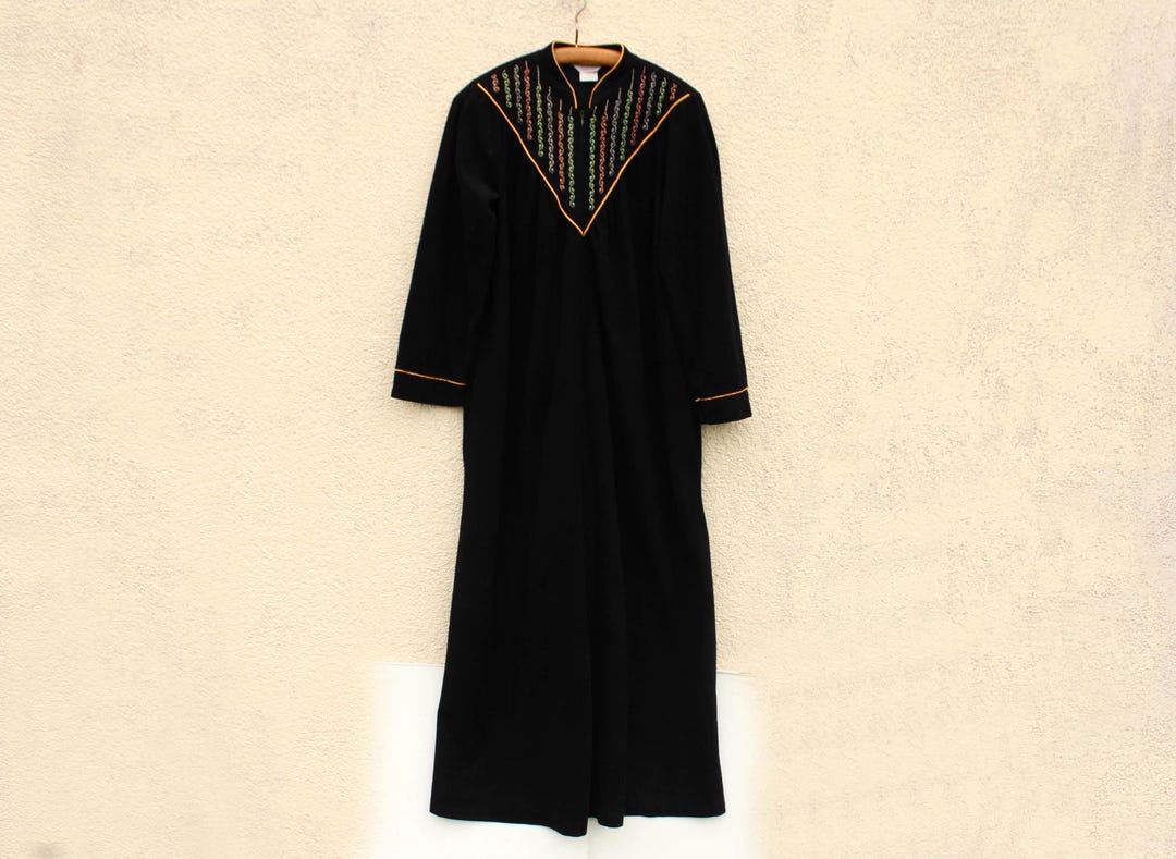 Vintage Moodsetter Robe Half Zip / Black Retro Robe / Made in U.S.A ...