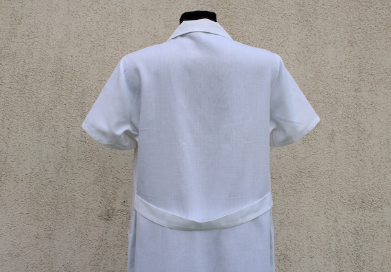 Vintage white Nurse Dress / 70s 80s Doctor Robe /… - image 8