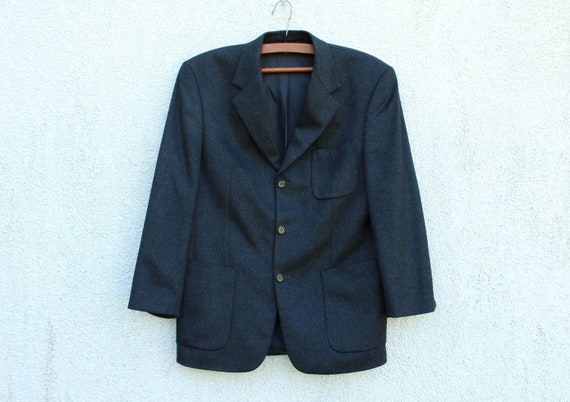 Vintage Gray Cashmere Blazer Men's Pure Cashmere B