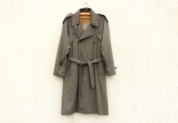 Vintage Khaki Trench Coat Men's Warm Trench Coat M