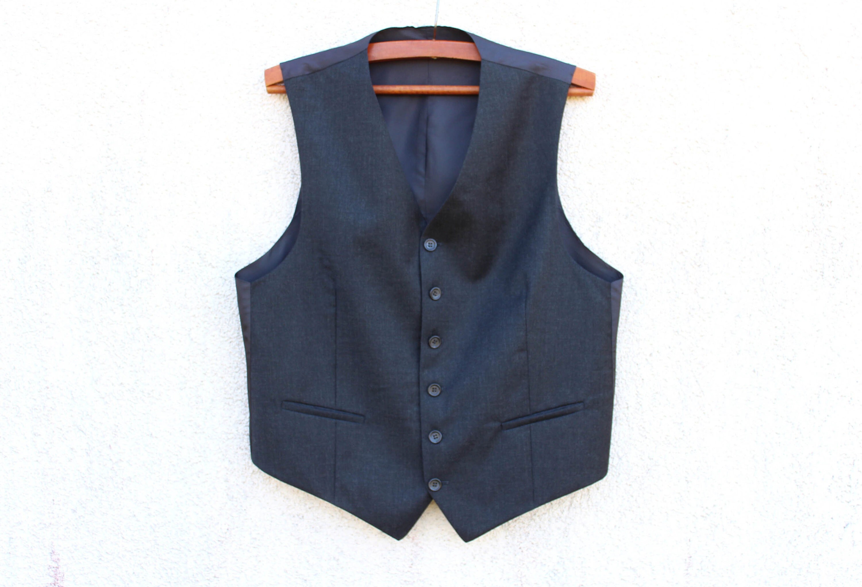 Vintage Black Wool Vest men s Black Wool Waistcoat men s Black Vest men s formal Gentlemen s fitted Vest